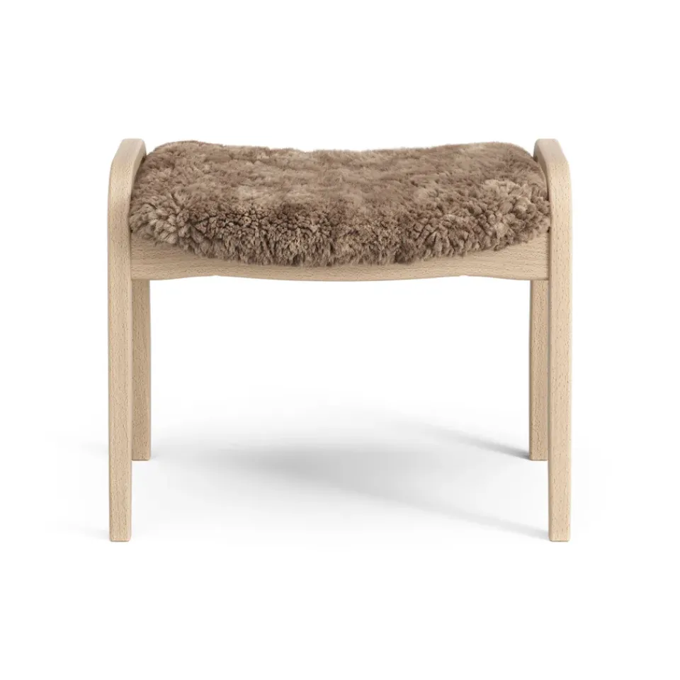 Hot Swedese Lamini children's foot stool laquered beech/sheep skin, Sahara (nougat brown) BeigeBrown