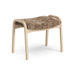 Hot Swedese Lamini children's foot stool laquered beech/sheep skin, Sahara (nougat brown) BeigeBrown