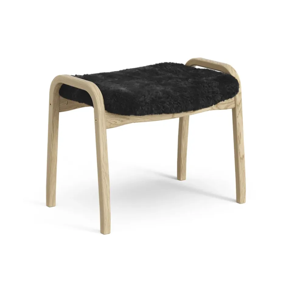 Children's Armchairs^Swedese Lamini children's foot stool laquered oak/sheep skin, Black (black) Beige