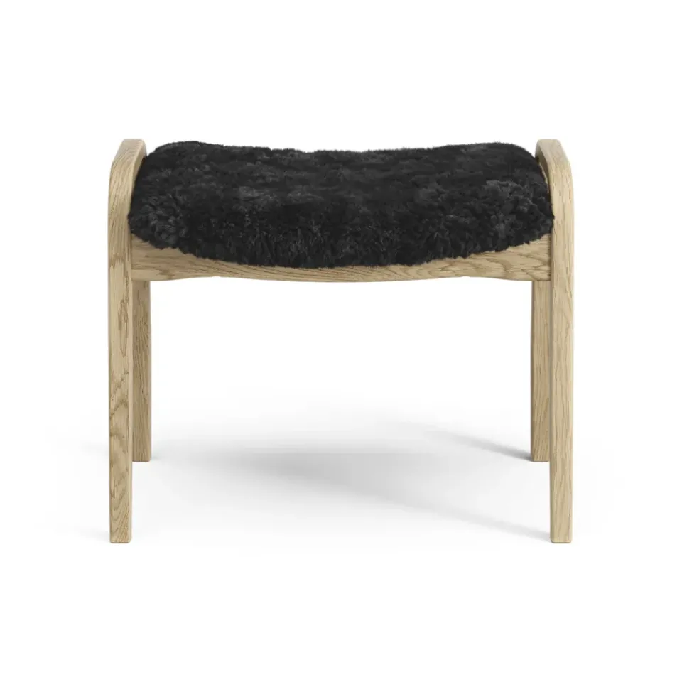 Children's Armchairs^Swedese Lamini children's foot stool laquered oak/sheep skin, Black (black) Beige