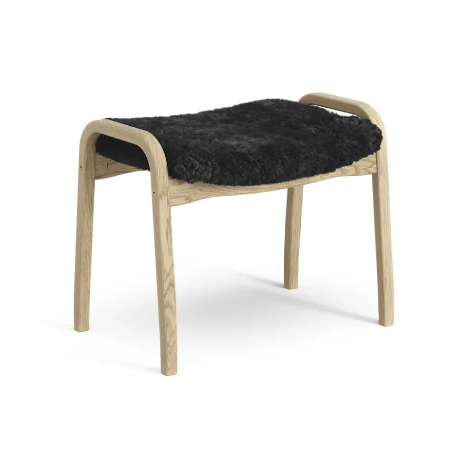 Children's Armchairs^Swedese Lamini children's foot stool laquered oak/sheep skin, Black (black) Beige