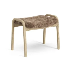 Online Swedese Lamini children's foot stool laquered oak/sheep skin, Sahara (nougat brown) Beige
