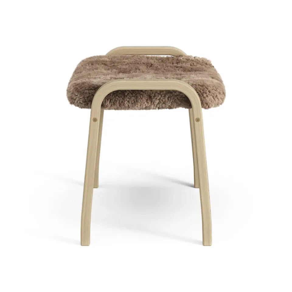Online Swedese Lamini children's foot stool laquered oak/sheep skin, Sahara (nougat brown) Beige