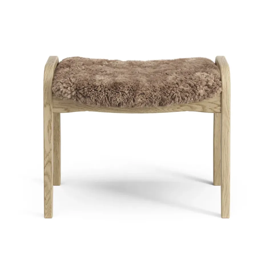 Online Swedese Lamini children's foot stool laquered oak/sheep skin, Sahara (nougat brown) Beige