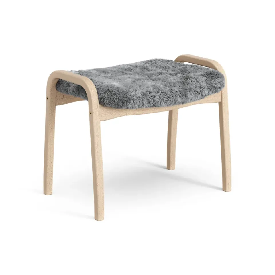 Hot Swedese Lamini children's foot stool laquered beech/sheep skin, Scandinavian Grey (grey) BeigeGrey