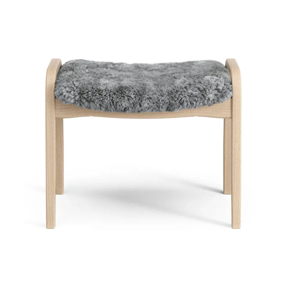 Hot Swedese Lamini children's foot stool laquered beech/sheep skin, Scandinavian Grey (grey) BeigeGrey