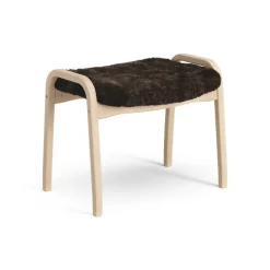 Outlet Swedese Lamini children's foot stool laquered beech/sheep skin, Espresso (brown) Beige