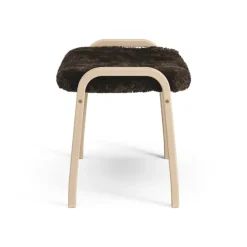 Outlet Swedese Lamini children's foot stool laquered beech/sheep skin, Espresso (brown) Beige