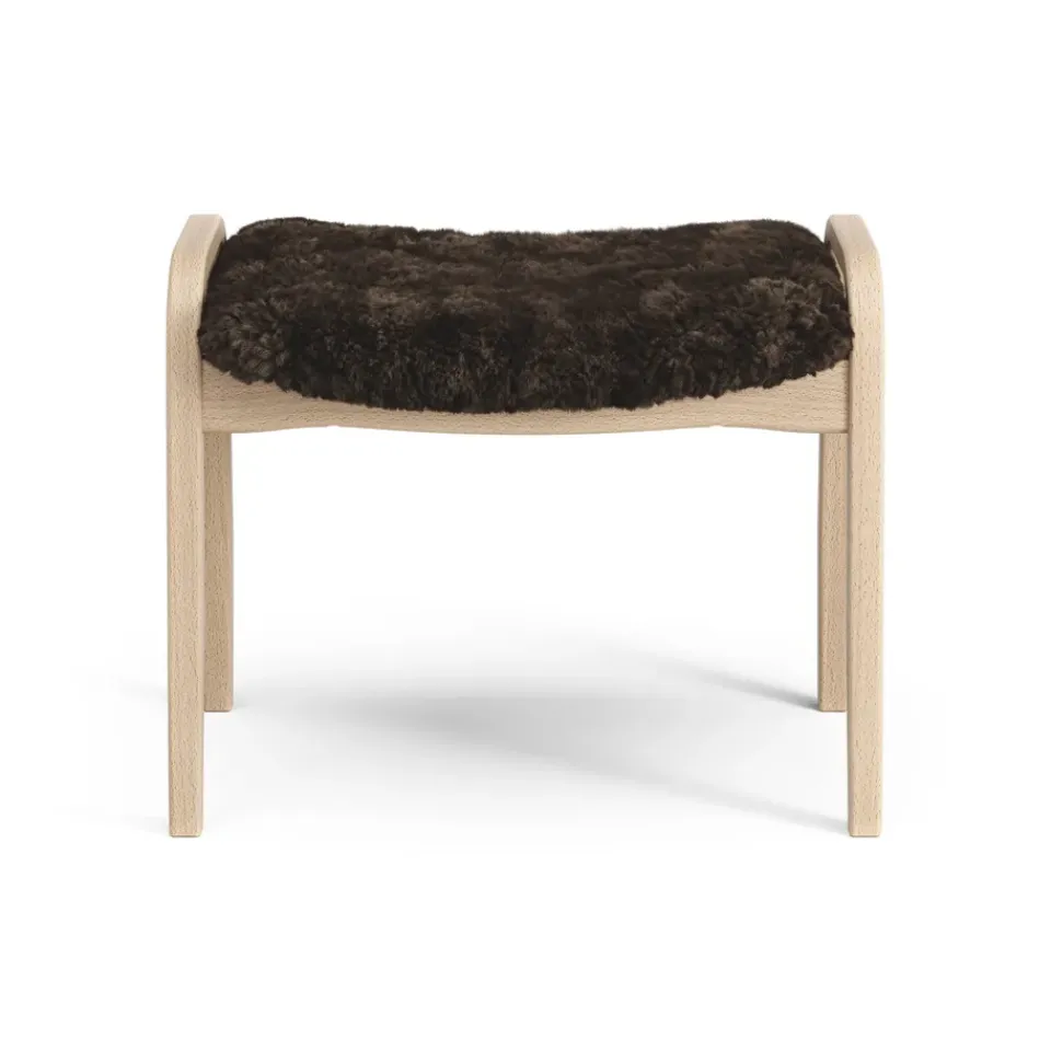 Outlet Swedese Lamini children's foot stool laquered beech/sheep skin, Espresso (brown) Beige