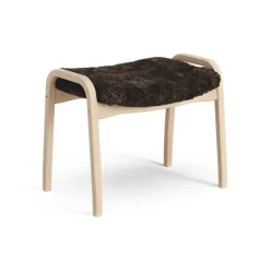 Outlet Swedese Lamini children's foot stool laquered beech/sheep skin, Espresso (brown) Beige