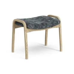 Children's Armchairs^Swedese Lamini children's foot stool laquered oak/sheep skin, Charcoal (dark grey) Beige