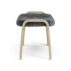 Children's Armchairs^Swedese Lamini children's foot stool laquered oak/sheep skin, Charcoal (dark grey) Beige