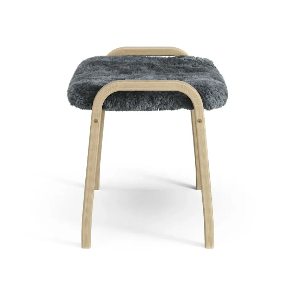 Children's Armchairs^Swedese Lamini children's foot stool laquered oak/sheep skin, Charcoal (dark grey) Beige