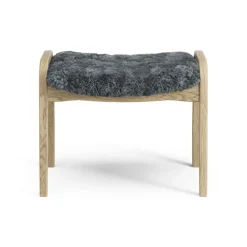 Children's Armchairs^Swedese Lamini children's foot stool laquered oak/sheep skin, Charcoal (dark grey) Beige
