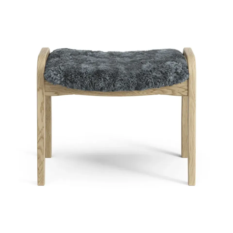 Children's Armchairs^Swedese Lamini children's foot stool laquered oak/sheep skin, Charcoal (dark grey) Beige