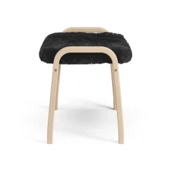 Sale Swedese Lamini children's foot stool laquered beech/sheep skin, Black (black) Beige