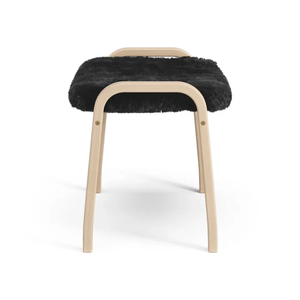 Sale Swedese Lamini children's foot stool laquered beech/sheep skin, Black (black) Beige