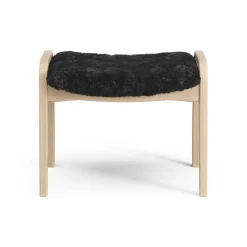 Sale Swedese Lamini children's foot stool laquered beech/sheep skin, Black (black) Beige
