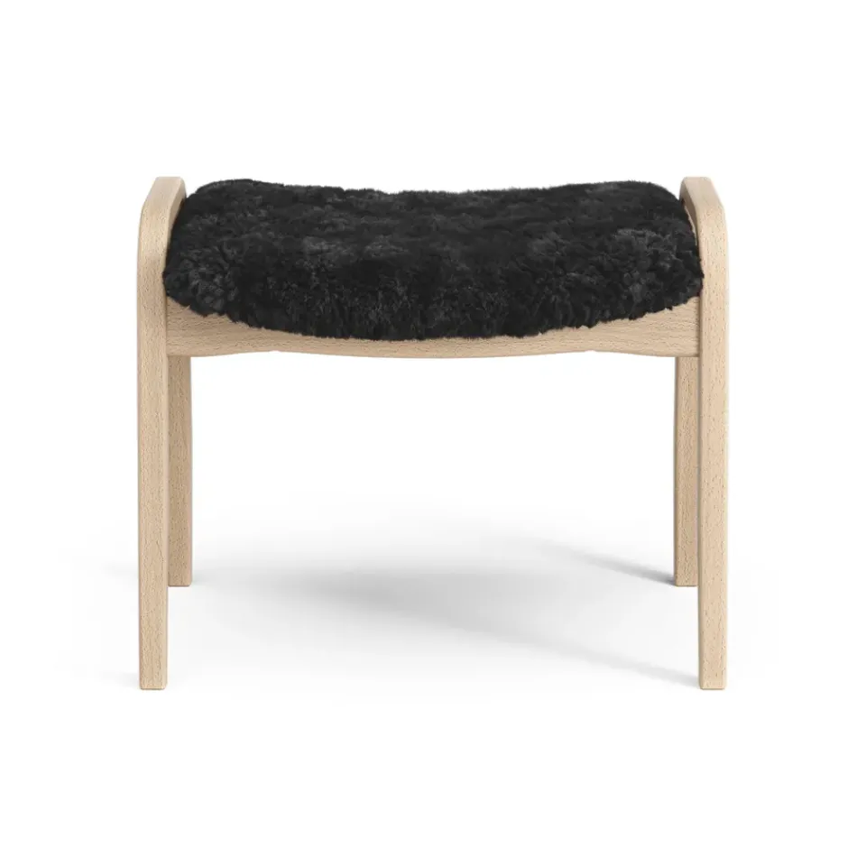 Sale Swedese Lamini children's foot stool laquered beech/sheep skin, Black (black) Beige