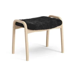Sale Swedese Lamini children's foot stool laquered beech/sheep skin, Black (black) Beige