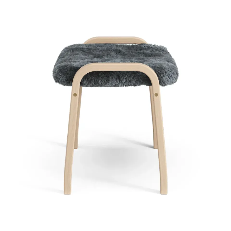 New Swedese Lamini children's foot stool laquered beech/sheep skin, Charcoal (dark grey) BeigeGrey