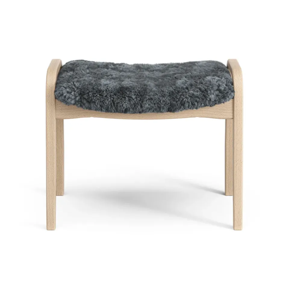 New Swedese Lamini children's foot stool laquered beech/sheep skin, Charcoal (dark grey) BeigeGrey