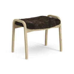 Hot Swedese Lamini children's foot stool laquered oak/sheep skin, Espresso (brown) Beige