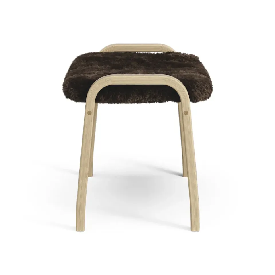 Hot Swedese Lamini children's foot stool laquered oak/sheep skin, Espresso (brown) Beige