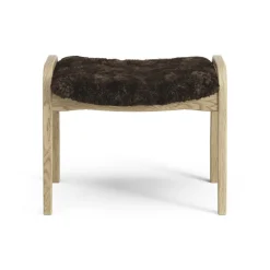 Hot Swedese Lamini children's foot stool laquered oak/sheep skin, Espresso (brown) Beige