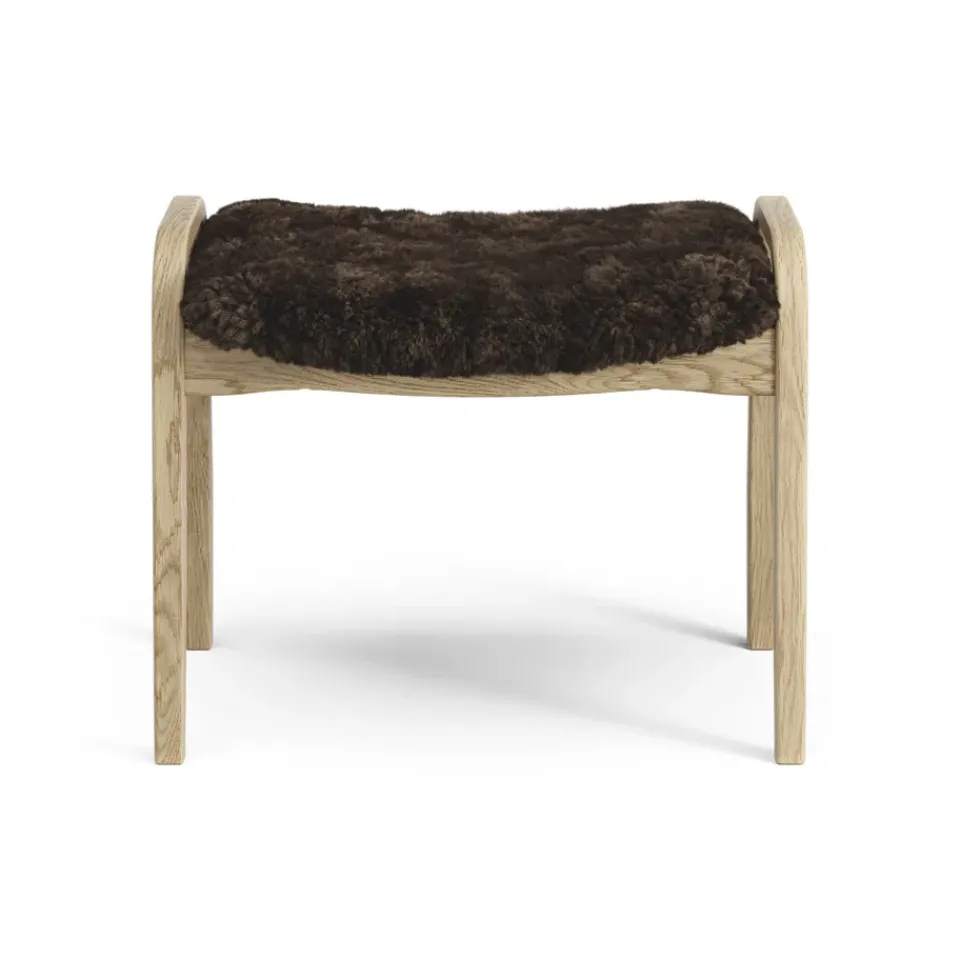 Hot Swedese Lamini children's foot stool laquered oak/sheep skin, Espresso (brown) Beige