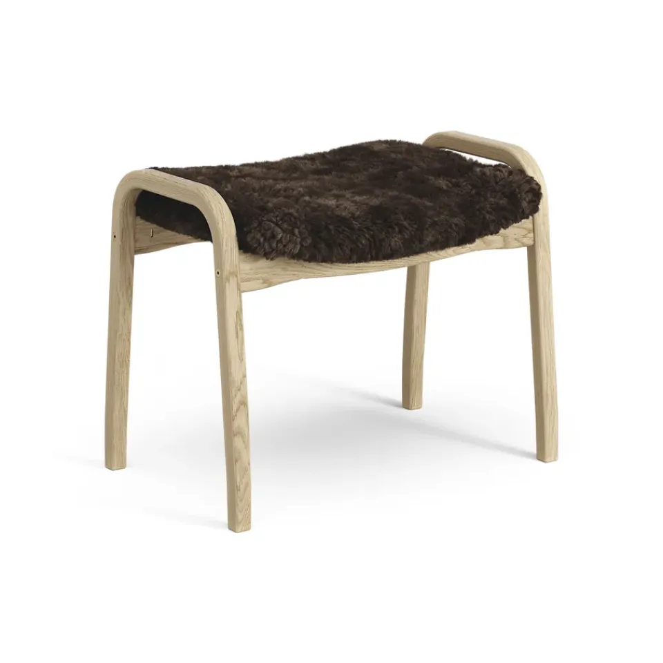Hot Swedese Lamini children's foot stool laquered oak/sheep skin, Espresso (brown) Beige