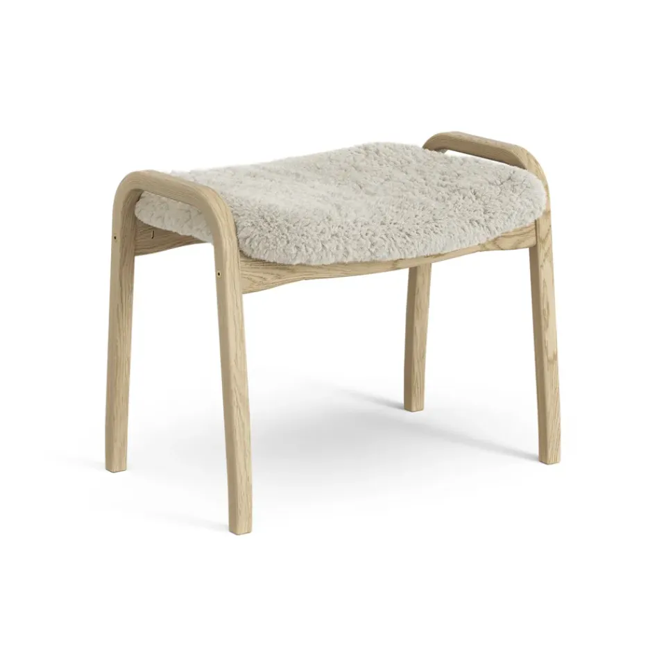 Clearance Swedese Lamini children's foot stool laquered oak/sheep skin, Moonlight Beige