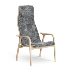 New Swedese Lamino arm chair laquered beech/sheep skin, Scandinavian Grey