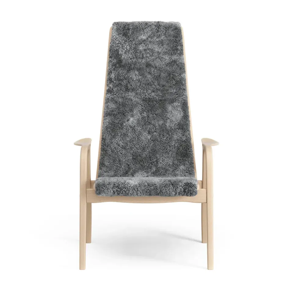 New Swedese Lamino arm chair laquered beech/sheep skin, Scandinavian Grey