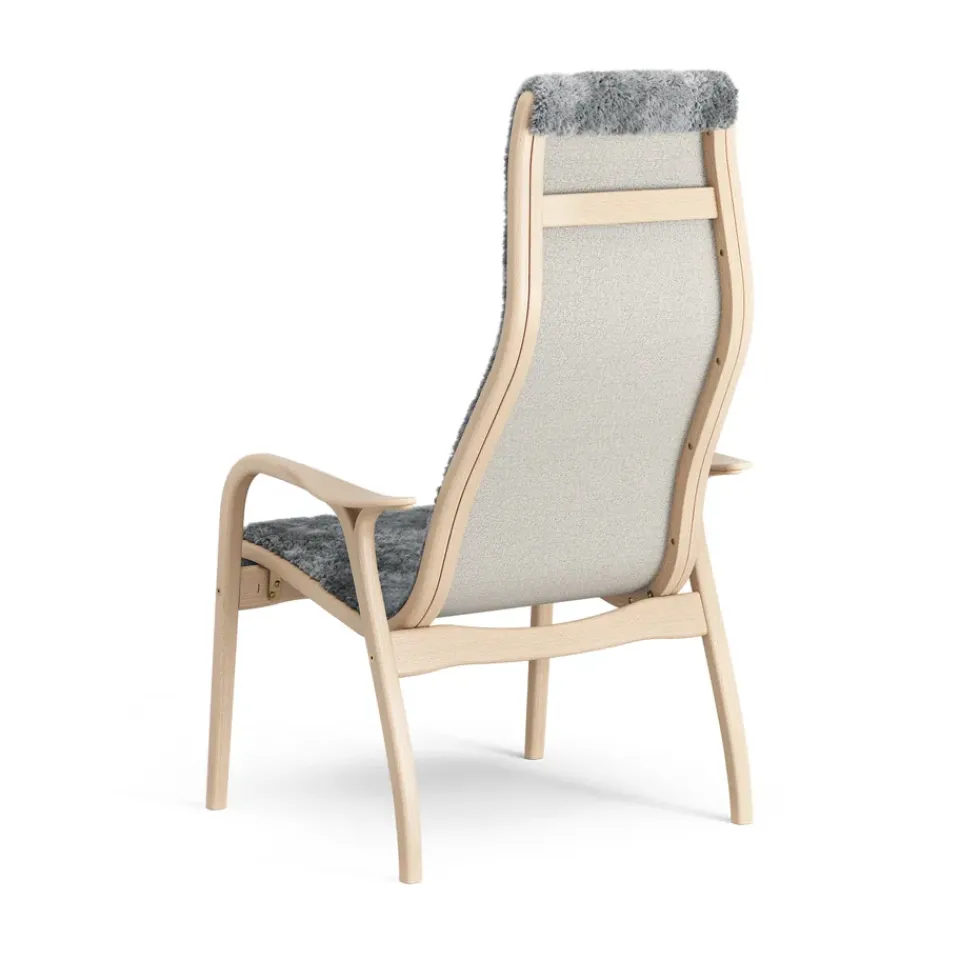 New Swedese Lamino arm chair laquered beech/sheep skin, Scandinavian Grey
