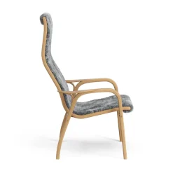 Sale Swedese Lamino arm chair oiled oak/sheep skin, Scandinavian Grey