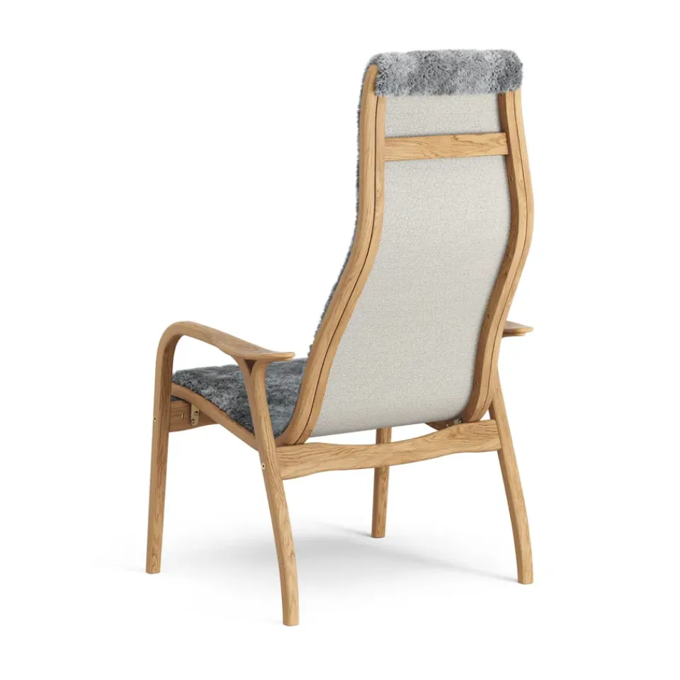 Sale Swedese Lamino arm chair oiled oak/sheep skin, Scandinavian Grey