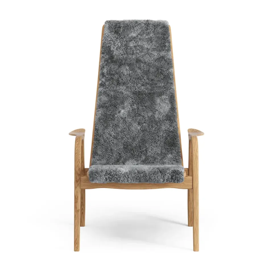 Sale Swedese Lamino arm chair oiled oak/sheep skin, Scandinavian Grey