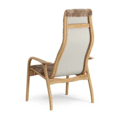 Clearance Swedese Lamino arm chair oiled oak/sheep skin, Sahara (nougat brown) Beige