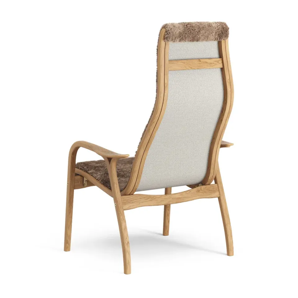 Clearance Swedese Lamino arm chair oiled oak/sheep skin, Sahara (nougat brown) Beige