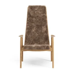 Clearance Swedese Lamino arm chair oiled oak/sheep skin, Sahara (nougat brown) Beige