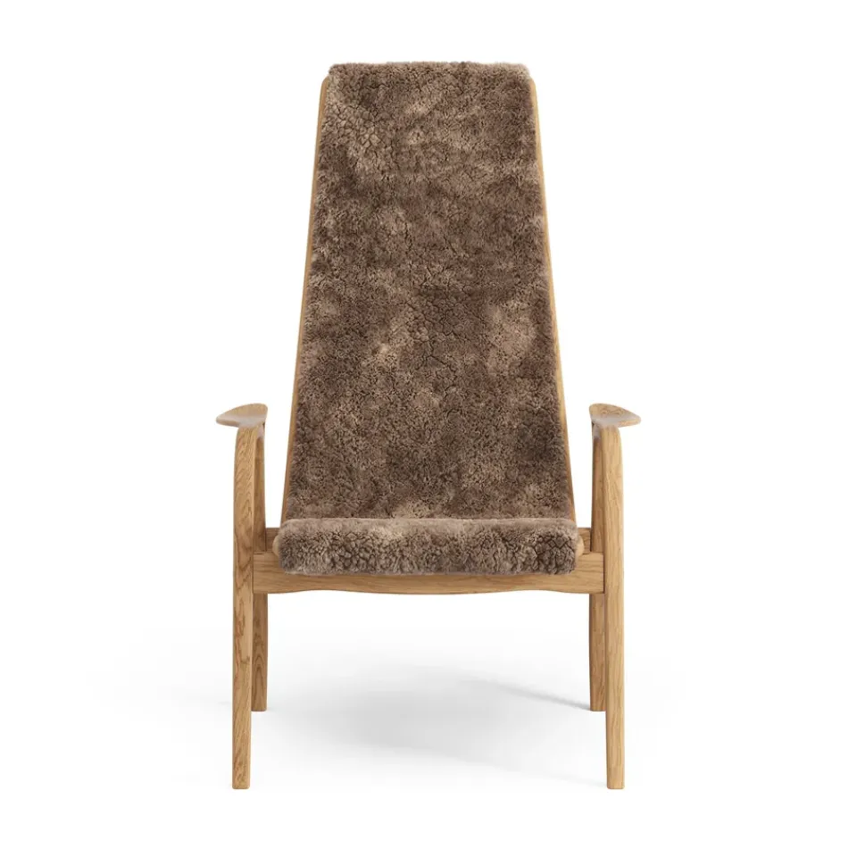 Clearance Swedese Lamino arm chair oiled oak/sheep skin, Sahara (nougat brown) Beige