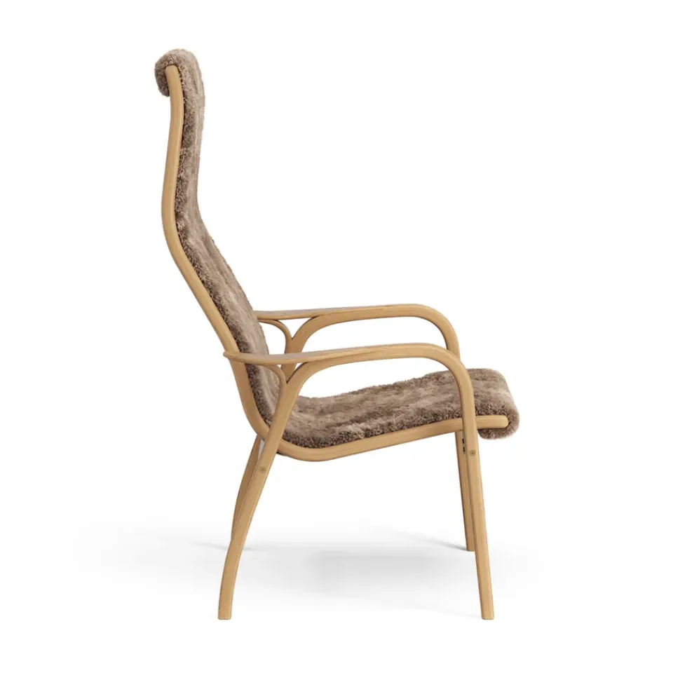 Clearance Swedese Lamino arm chair oiled oak/sheep skin, Sahara (nougat brown) Beige
