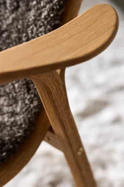Clearance Swedese Lamino arm chair oiled oak/sheep skin, Sahara (nougat brown) Beige