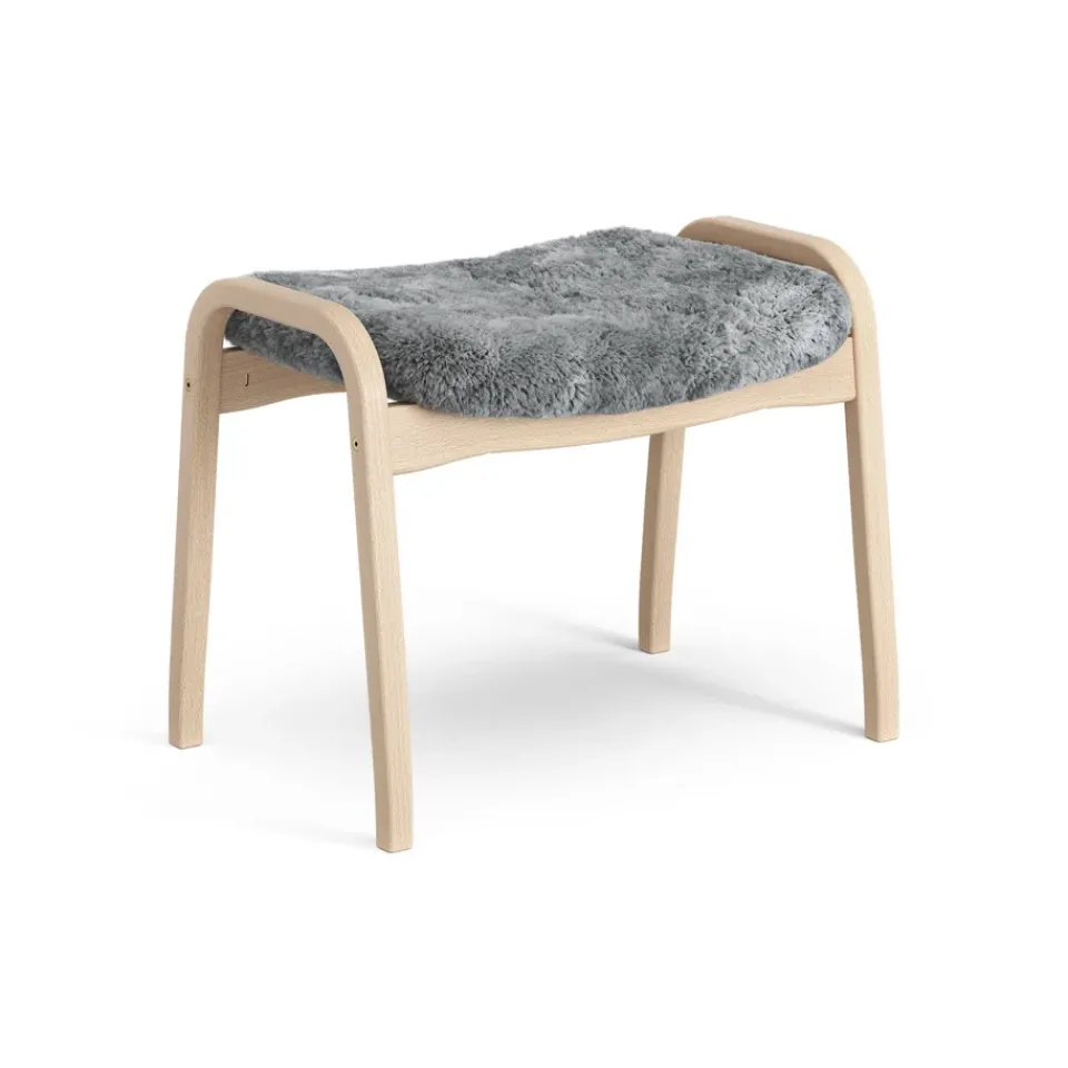 Armchairs & Footstools^Swedese Lamino foot stool laquered beech/sheep skin, Scandinavian Grey