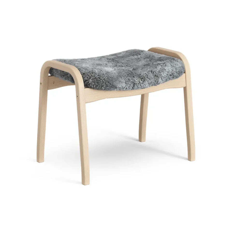 Armchairs & Footstools^Swedese Lamino foot stool laquered beech/sheep skin, Scandinavian Grey