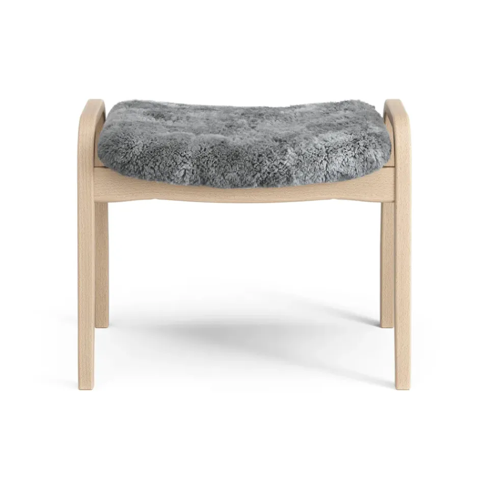 Armchairs & Footstools^Swedese Lamino foot stool laquered beech/sheep skin, Scandinavian Grey