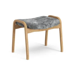 Clearance Swedese Lamino foot stool oiled oak/sheep skin, Scandinavian Grey
