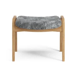 Clearance Swedese Lamino foot stool oiled oak/sheep skin, Scandinavian Grey