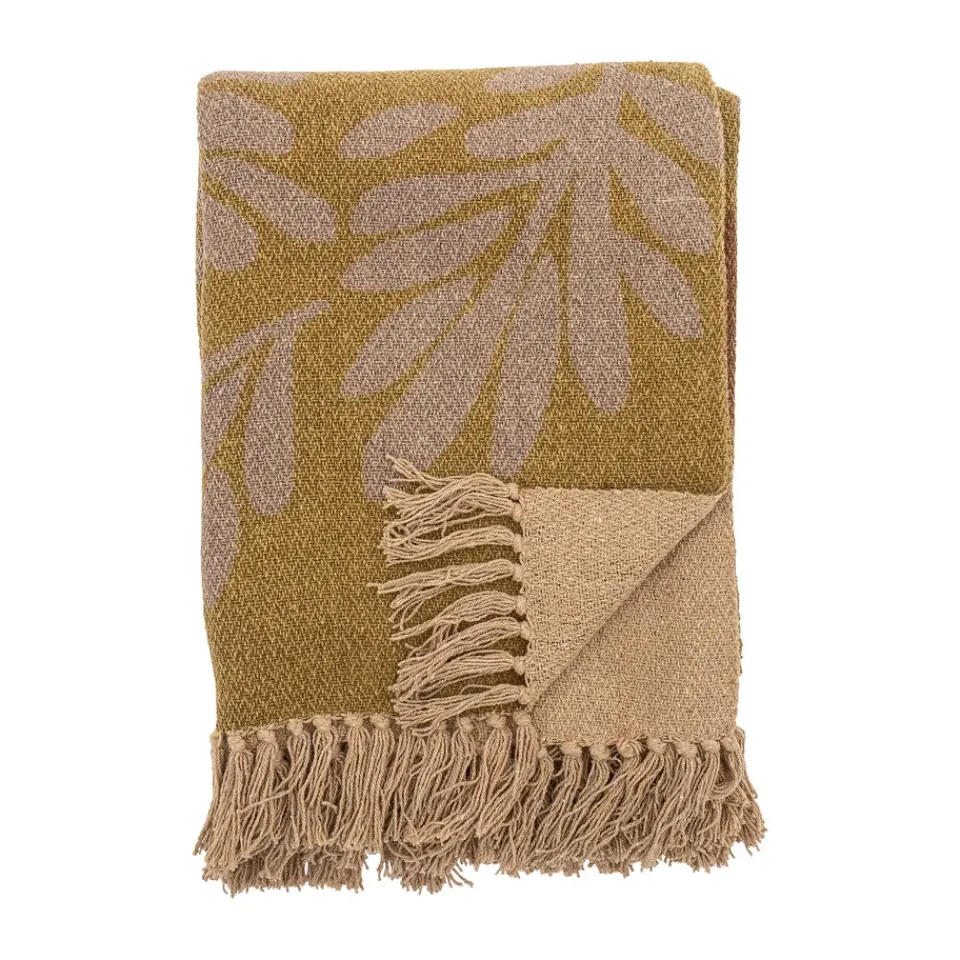 Cotton Blankets & Throws^Bloomingville Lark cotton throw 130x160 cm, Yellow